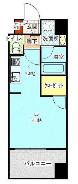 LANDIC K104(1K/13階)の間取り写真