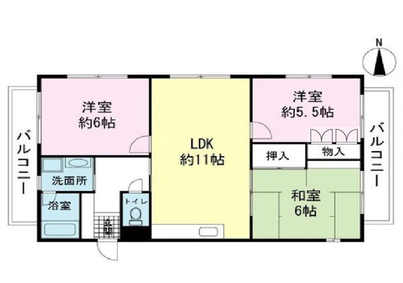 パミール香貫(3LDK/3階)の間取り写真