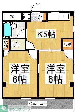 第2ホワイトハイツ(2K/3階)の間取り写真