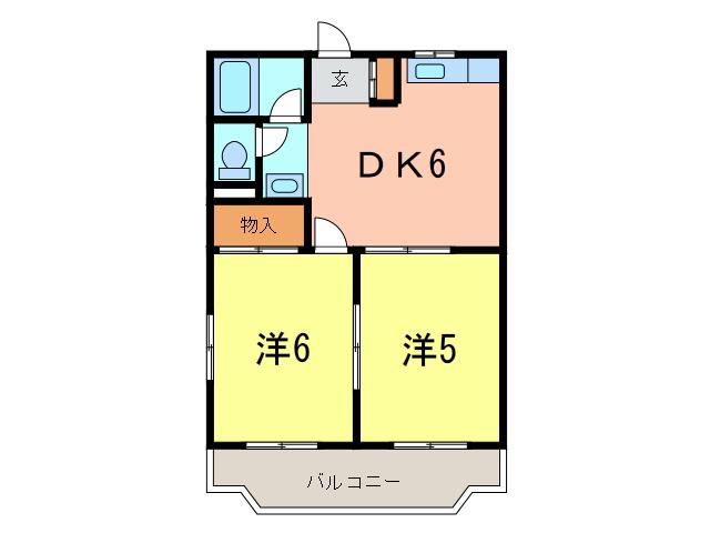 メゾン上条(2DK/3階)の間取り写真