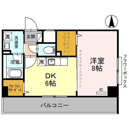 リヴェール鳳(1DK/3階)の間取り写真