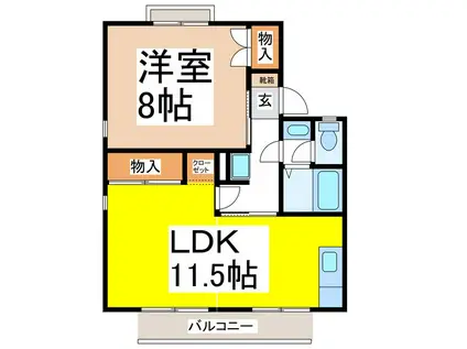 ニューセジュール小林(1LDK/1階)の間取り写真
