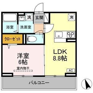 プレドフルールV(1LDK/3階)の間取り写真