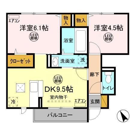 ウィット デセール(2DK/1階)の間取り写真