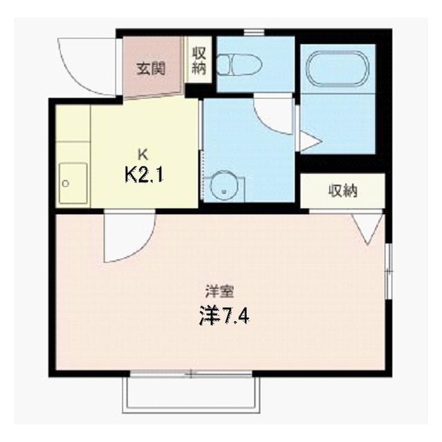 ビューテラスアピアA(1K/2階)の間取り写真