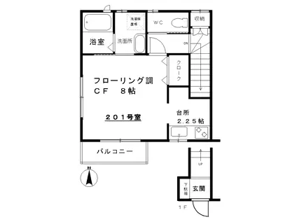 メゾンドサザン(1K/2階)の間取り写真