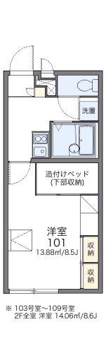 レオパレスイチイチイチ(1K/2階)の間取り写真