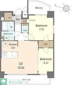 S-RESIDENCE上社南AMANTE(2LDK/6階)の間取り写真