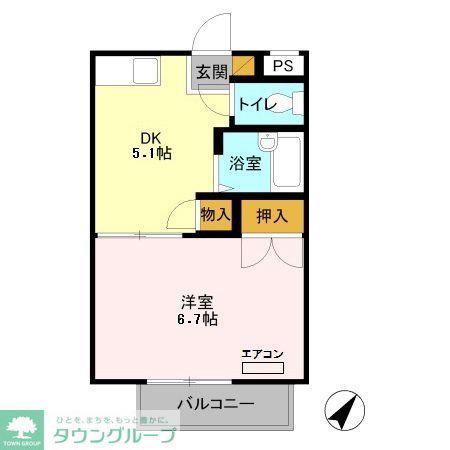 コンフォール大牧(1DK/2階)の間取り写真