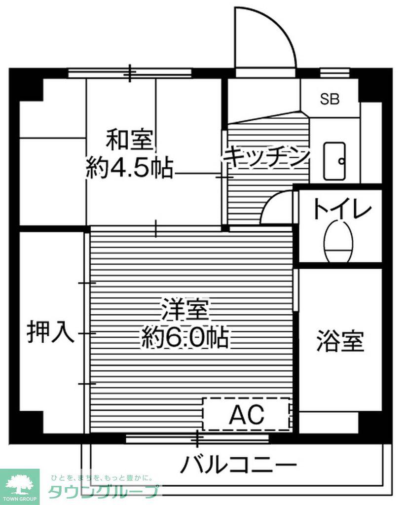 ビレッジハウス東金井2号棟(2K/4階)の間取り写真