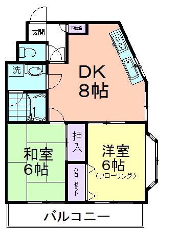 クレスト久米川(2DK/2階)の間取り写真