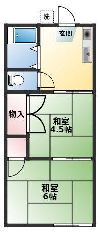 赤山町ハイツ(2K/1階)の間取り写真