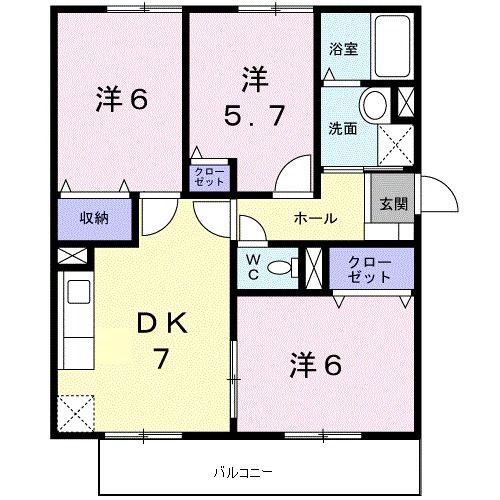 サーフサイドサンシャインS棟(3DK/3階)の間取り写真