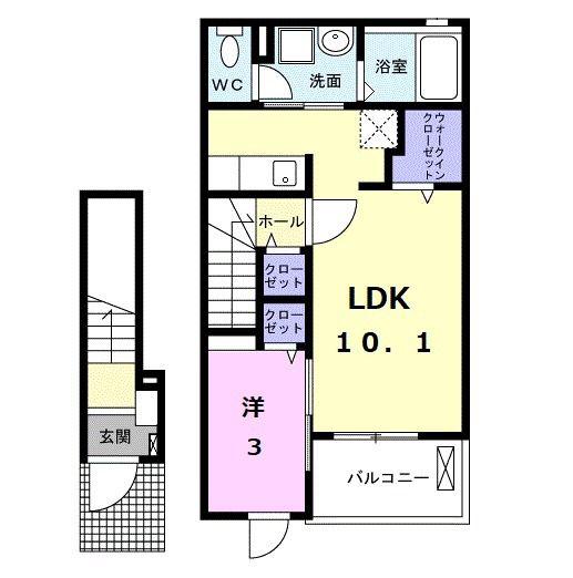 メゾン・ミニヨン(1LDK/2階)の間取り写真