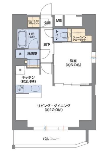 METROSA谷町六丁目サウス(1LDK/13階)の間取り写真