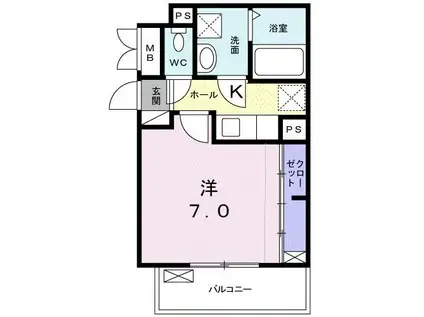 アヴニール(1K/2階)の間取り写真
