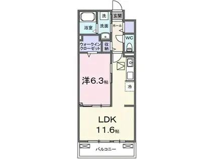 コスモステラス イースト(1LDK/1階)の間取り写真
