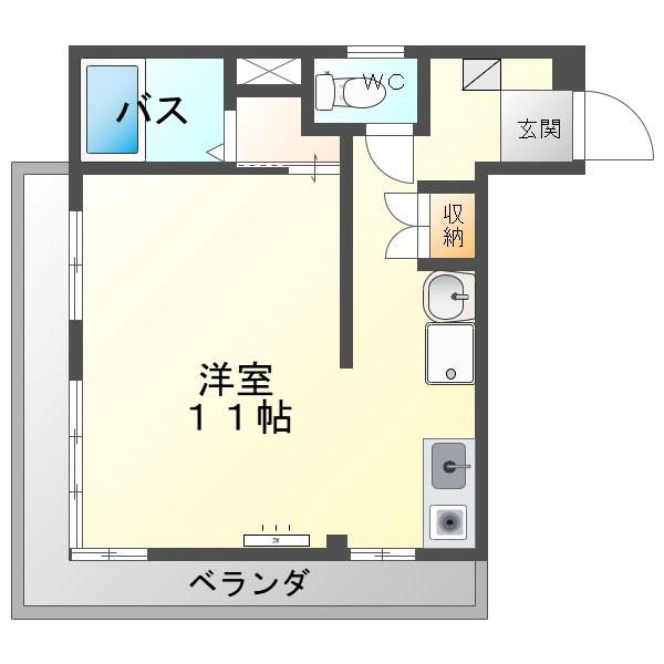 プシケ常田(ワンルーム/3階)の間取り写真