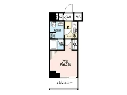 プレール・ドゥーク横濱子安(1K/4階)の間取り写真