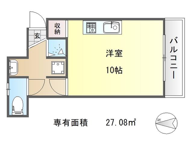 ハイム京都下鴨(1K/2階)の間取り写真