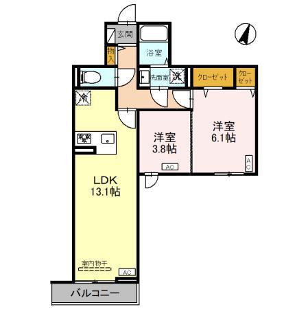 グラナーデ八潮(2LDK/3階)の間取り写真