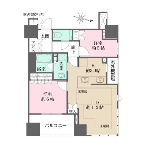 ザ・パークハウス大阪梅田タワー(2LDK/4階)の間取り写真