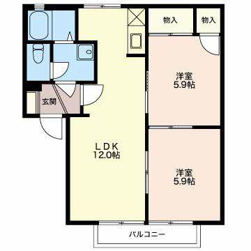 サンロイヤル北方A棟(2LDK/2階)の間取り写真