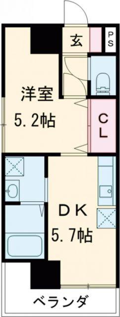 ラ・シーナ(1DK/2階)の間取り写真