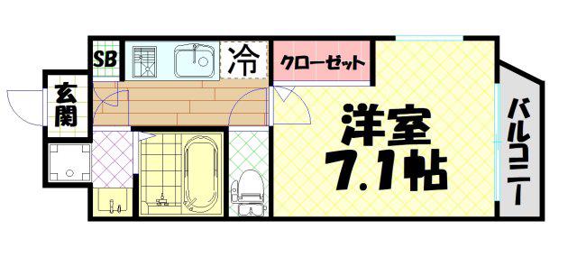 エイペックス京町堀II(1K/10階)の間取り写真