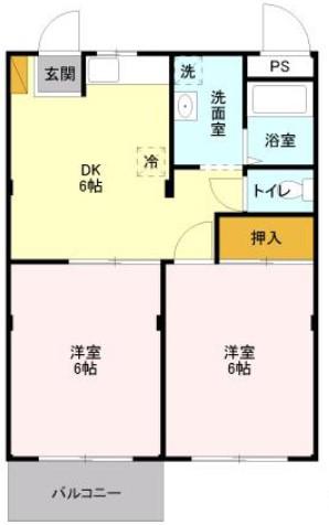 セシオン(2DK/3階)の間取り写真
