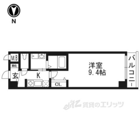 エスカーサ京都西陣(1K/2階)の間取り写真
