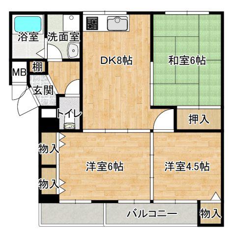 グリーンヒル2(3DK/2階)の間取り写真