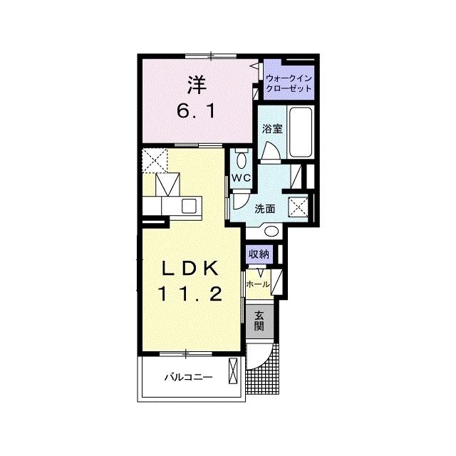 クラールつくばII(1LDK/1階)の間取り写真