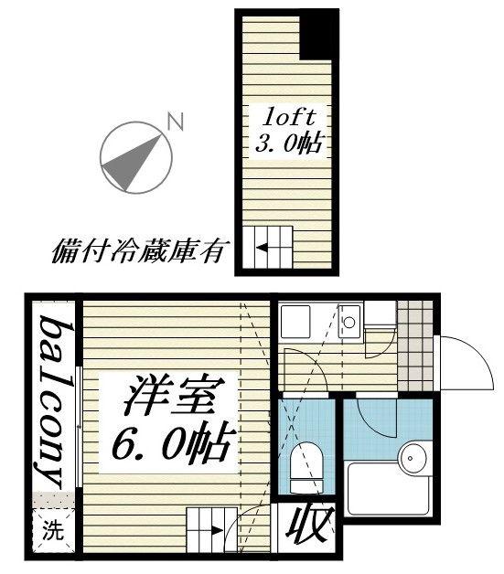 ジュネパレス塚本(1K/2階)の間取り写真