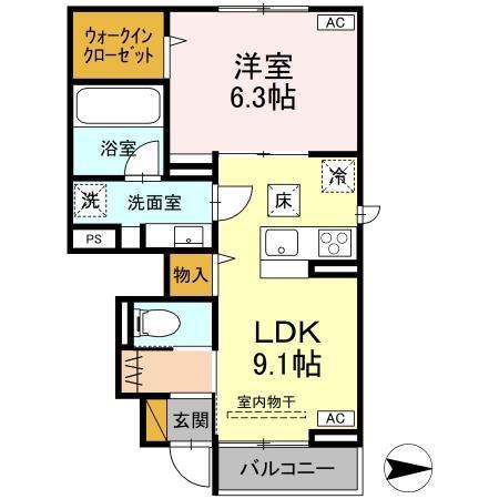 T-HAPPILIA(1LDK/1階)の間取り写真