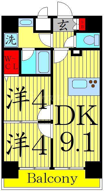 ベルシード墨田(2DK/7階)の間取り写真