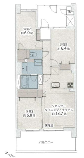 オラリオンサイト 2番館(3LDK/25階)の間取り写真