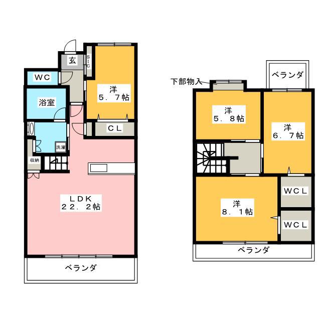 アントレ平尾参道(4LDK/5階)の間取り写真