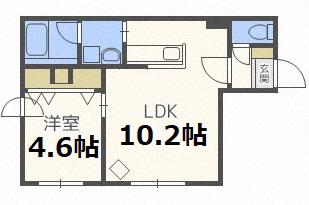 ティファーレ白石(1LDK/4階)の間取り写真