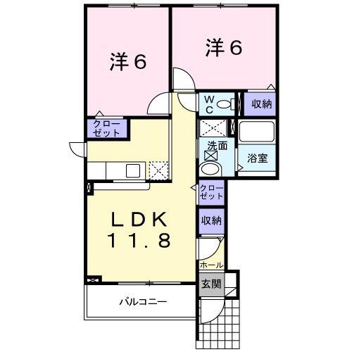 ベル コリーヌ弐番館(2LDK/1階)の間取り写真