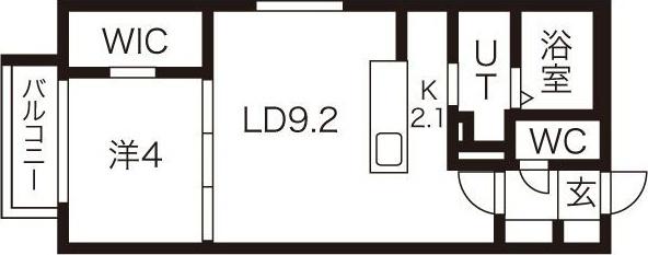 グランループ発寒(1LDK/4階)の間取り写真