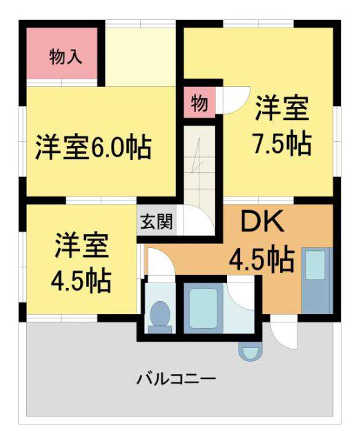 フラット伊丹(3DK/5階)の間取り写真