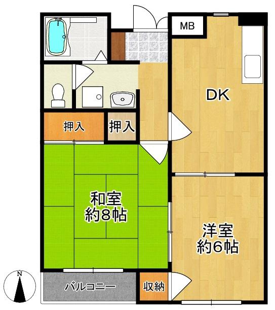 アピア藤(2DK/1階)の間取り写真