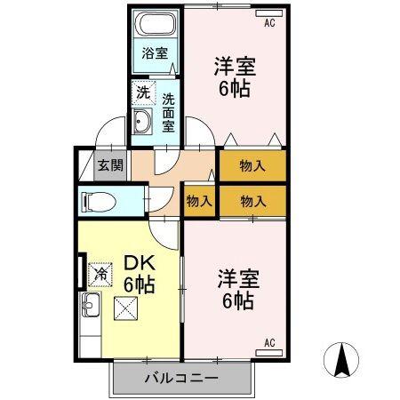 ウェンディハウスA・B(2DK/1階)の間取り写真