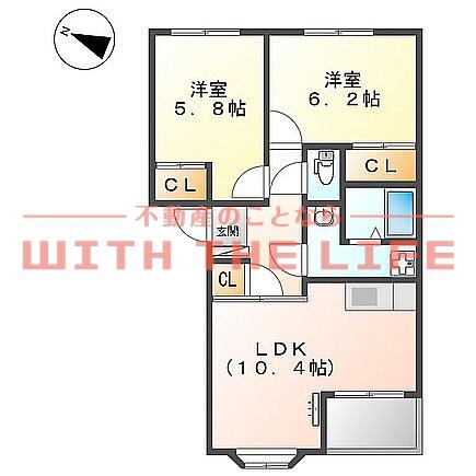 コーポラフォーレ(2LDK/2階)の間取り写真