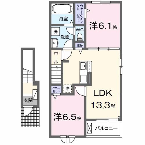 玉串町西二丁目(2LDK/1階)の間取り写真
