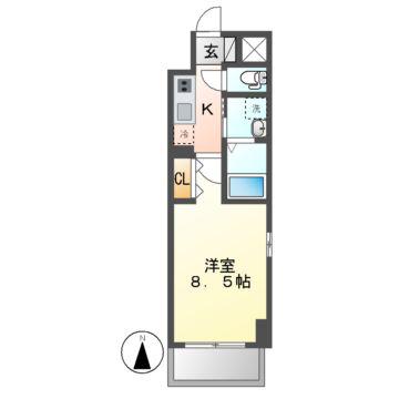 プランドール那古野(1K/7階)の間取り写真