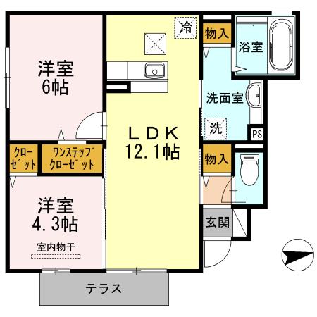 ラ・モンテ A棟(2LDK/1階)の間取り写真