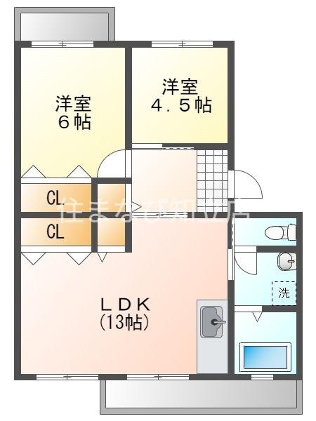 コーポラス城南(2LDK/2階)の間取り写真