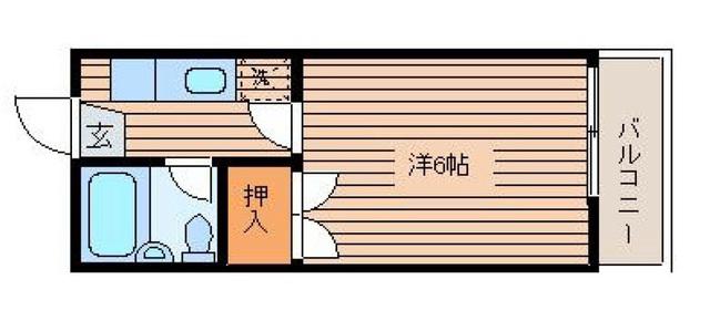 レジデンス高橋II(1K/2階)の間取り写真